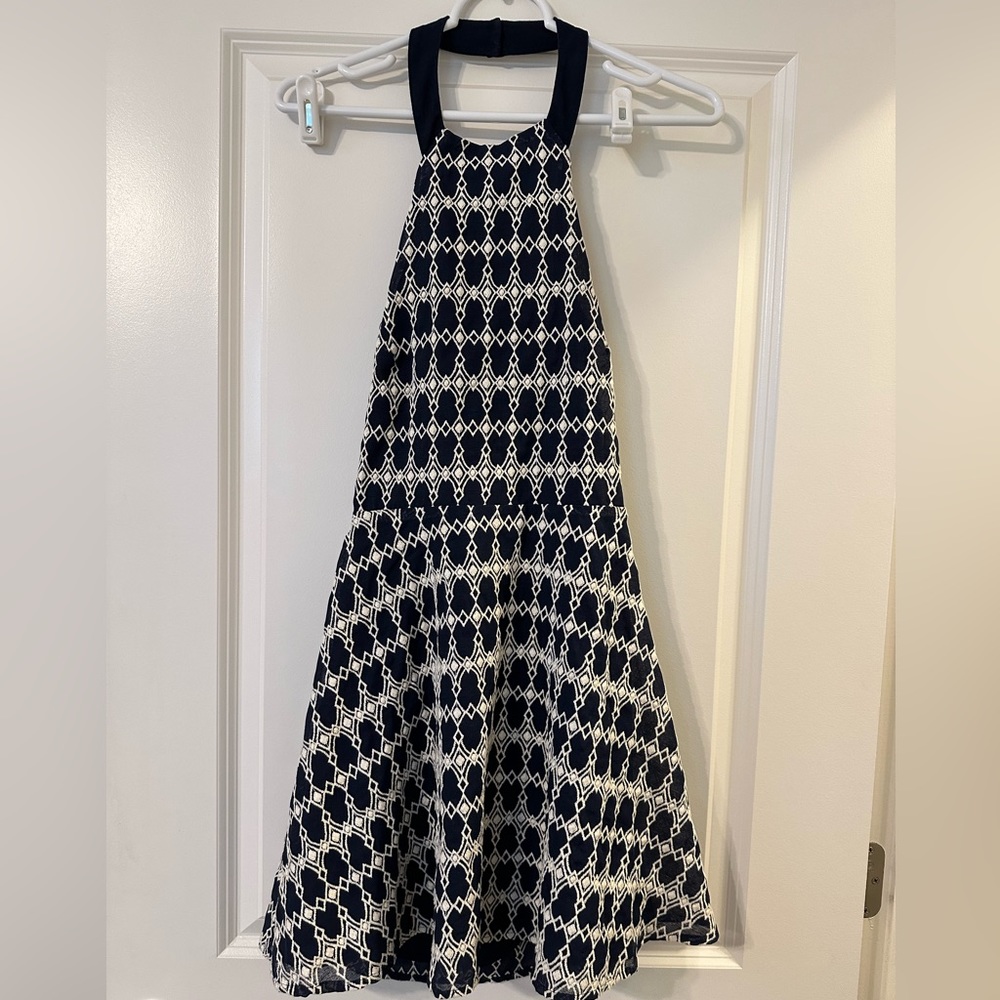JOA Halter Dress, Small, Navy and White
